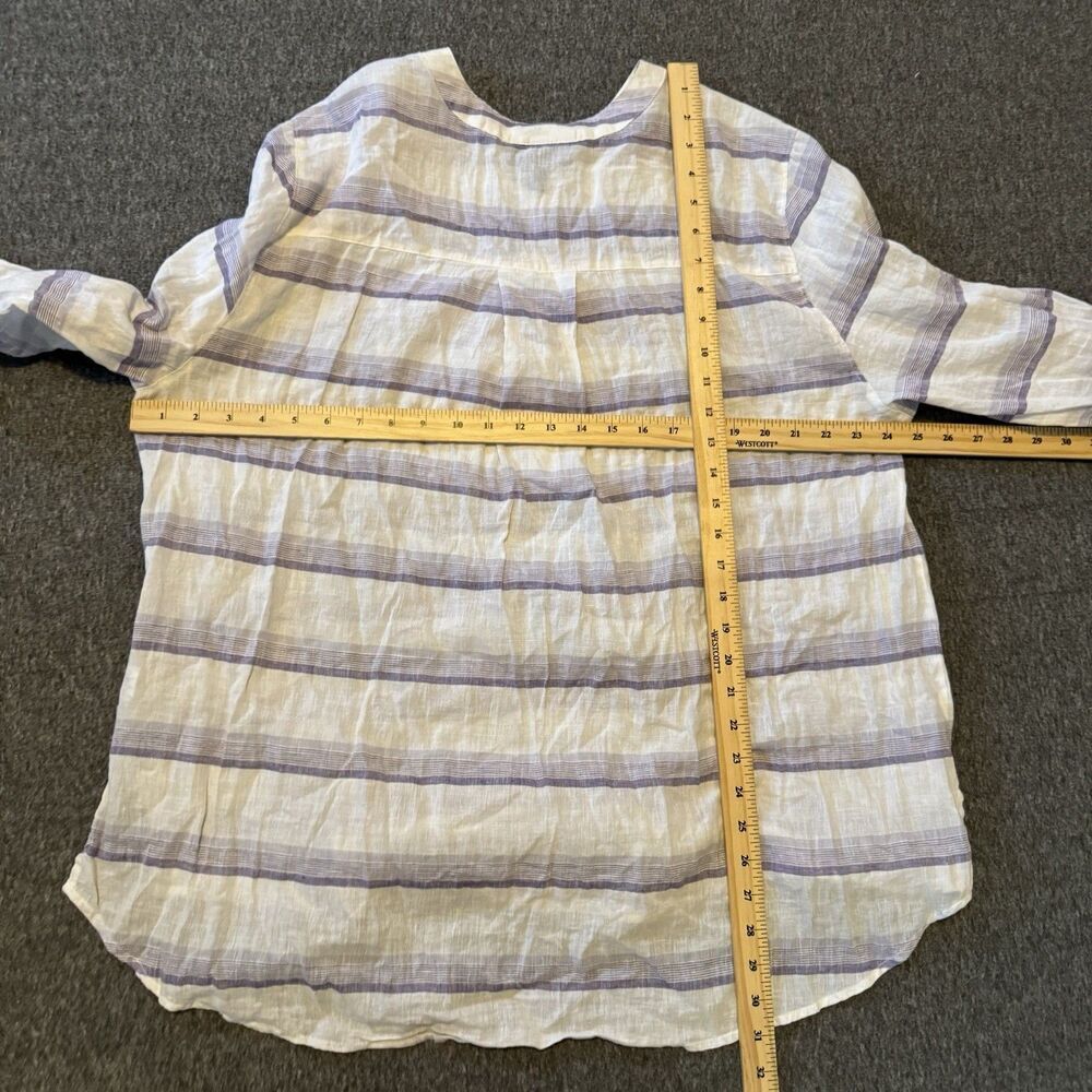 Lane Bryant linen blend long sleeve pin tuck tunic top 18/20 White Purple Stripe - Picture 6 of 6